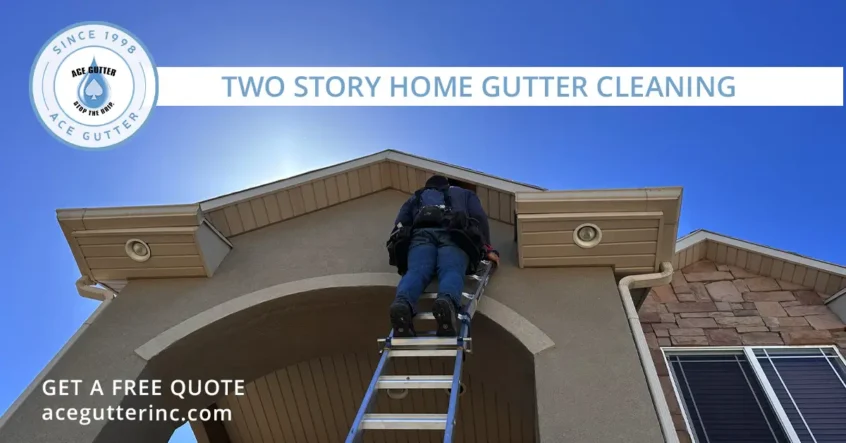 gutter cleaning on two story house