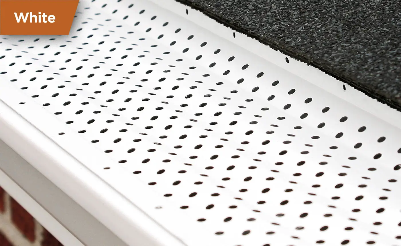 white bulldog leaf guard installed on a draper home