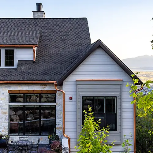 luxury home with copper gutters in utah